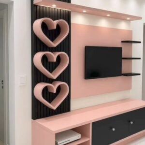 Modern TV Unit with Open Shelves & Concealed Storage