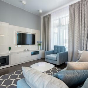 Contemporary TV Unit with Sleek Back Panel Design