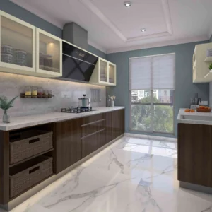 Elegant Modular Kitchen with Functional Storage Design