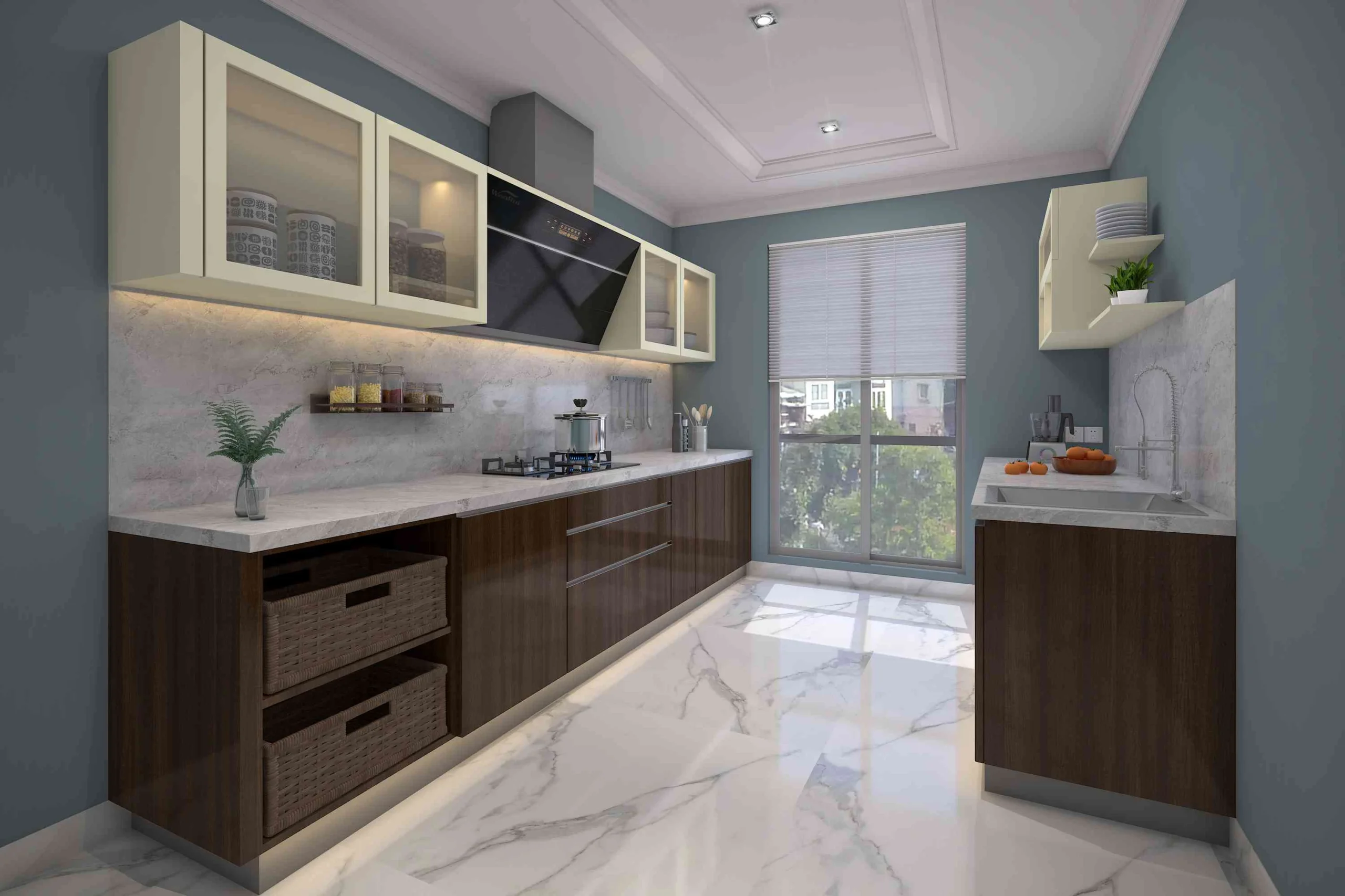 Elegant Modular Kitchen with Functional Storage Design